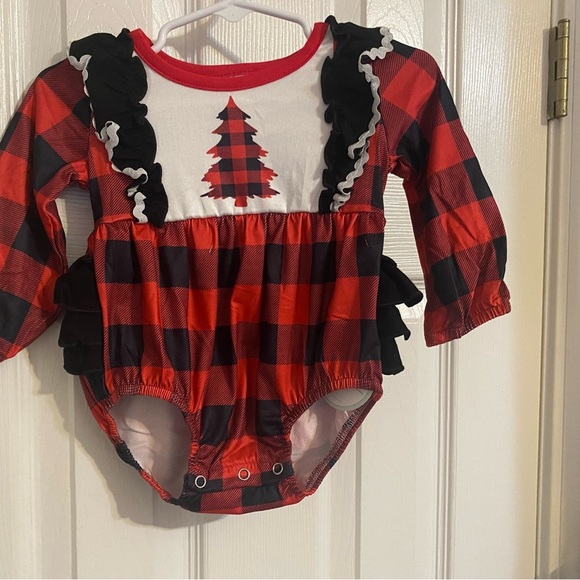 New Buffalo Plaid Holiday Romper - Picture 2 of 7